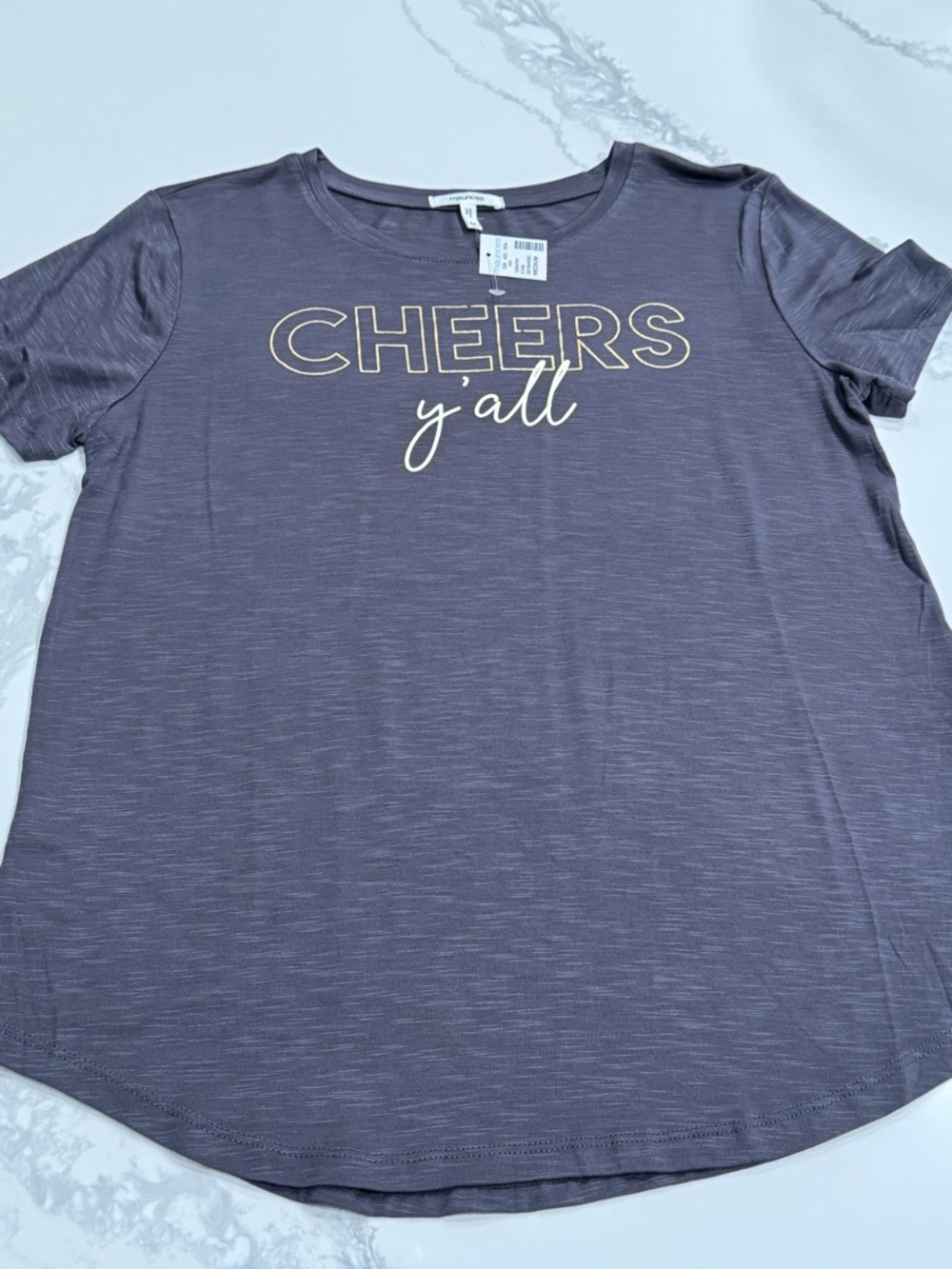 Maurices Charcoal Gray Cheers Y'all Short Sleeve Graphic Tee NWT